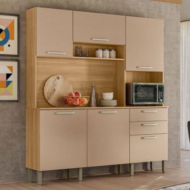Imagem de Cozinha Compacta Ferrara 6 Portas 2 Gavetas Freijó/Vanilla - Kits Paraná