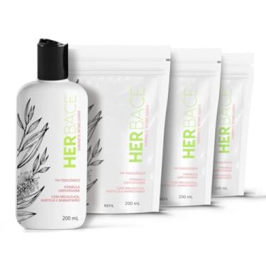 Imagem de Sabonete Íntimo Vegano Herbace Kit Econômico | 1 Frasco 200 ml + 3 Refis 200 ml
