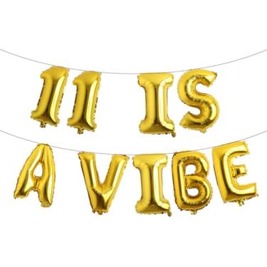Imagem de Eleven is a Vide Birthday Decor Balloon Banner Groovy 11th Birthday Party Decor Retro Rainbow Balloon Hippie 70s 11th Bday Supplies for Girl Retro Hippie Party (11 IS A VIBE Gold)