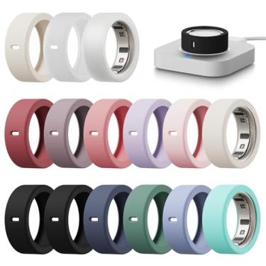 Imagem de Pacote com 15 capas compatíveis com Oura Ring Gen 4/4 Ceramic/Gen 3, protetor de silicone antiarranhões para mulheres e homens, academia, suporta carregamento com capa (pacote com 15, M para 8/9/10/11