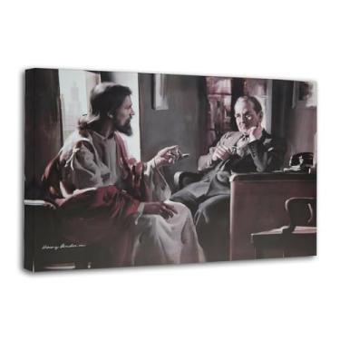 Imagem de Pôster de arte em tela Harry Anderson DIVINE COUNSELOR Jesus Talking with A Businessman e arte de parede impressão de imagem moderna para quarto de família pôsteres 16 x 24 polegadas (40 x 60 cm)