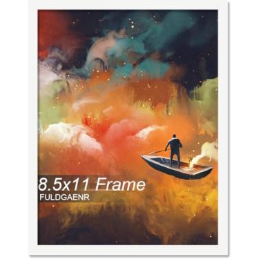 Imagem de FULDGAENR Moldura de 21,5 x 28 cm, molduras brancas para certificado de pôster fotográfico de 21,5 x 28 cm, moldura de parede/mesa de alta transparência com visor vertical horizontal (branco | 21,5 x