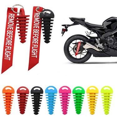 Imagem de 1,5 cm - 3,8 cm, 2 peças de plugue de lavagem silenciador para motocicleta Dirt Bike 2 tempos silenciador de escape de borracha com chaveiro para remover antes de iniciar o motor preto e vermelho