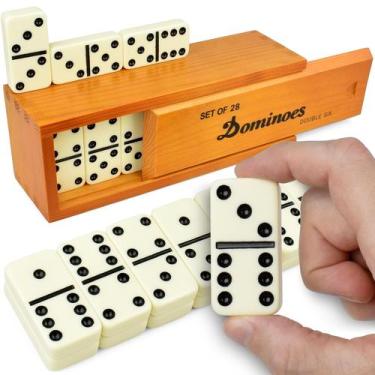 Imagem de Conjunto Domino Queensell Jumbo Double 6 com estojo de madeira para ad