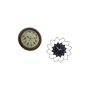 Imagem de IEUDNS Relógio de Parede Acrílico em Forma de Pássaro Cantando, Relógio Pendurado em Forma de Flor, Elegante, Silencioso, Simples, Decorativo para Sala de Ja