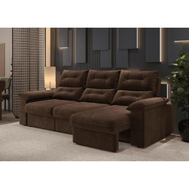 Imagem de Sofá Copacabana Retrátil e Reclinável 4 Lugares 3 assentos Suede Grafite 230cm