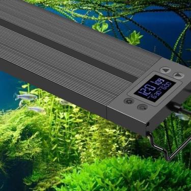 Imagem de Luz de aquário de 30 a 45 cm, espectro completo com temporizador, suporte extensível de ligar/desligar automático, luz de planta de aquário para aquário plantado em água doce, nascer do sol, pôr do