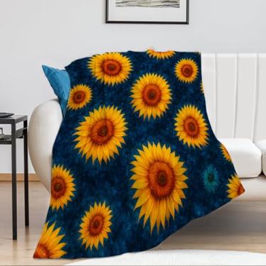 Imagem de Cobertor colorido de borboleta azul e flor – Cobertor macio e aconchegante de lã leve para sofá, cama, presentes naturais de jardim para mulheres e meninas, decoração de primavera e verão (129,8 x