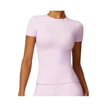 Imagem de Camiseta Esportiva Feminina De Verão Manga Curta Gola Redonda Respiráv