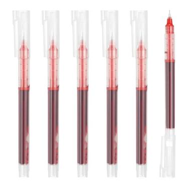 Imagem de PATIKIL 6 canetas coloridas de tinta gel, 0,5 mm, ponta extrafina, escrita suave, japonesa, secagem rápida, canetas esferográficas para escritório, papelaria, sala de aula, professores, vermelhas