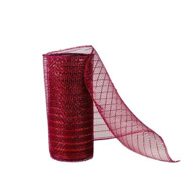 Imagem de Tela Decorativa Natal Malha Tule Trançado Vinho Bordô 15cm x 5 metros - Magizi