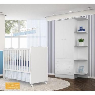 Imagem de Jogo de quarto de bebê doce sonho qmovi 2 peças com berço e guarda-rou