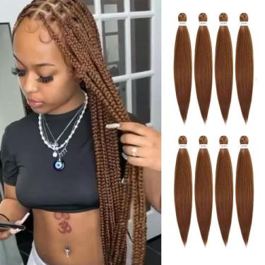 Imagem de Braiding Hair DIFUNEE, pré-esticado, 24 polegadas, 8 pacotes, marrom
