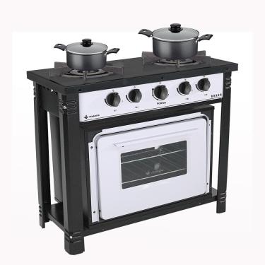 Imagem de Fogão Industrial 2 Bocas com Forno Bravo Branco Venâncio + 2 Caçarolas Tramontina Turim