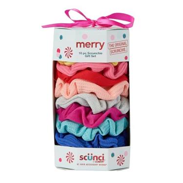 Imagem de Scunci by Conair Caixa de presente Scrunchie com 10 unidades - laços de cabelo - presentes de Natal - conjuntos de presente - elásticos de cabelo - acessórios de cabelo de férias - elásticos -
