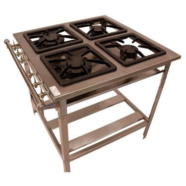 Imagem de Fogão 4 Bocas 2 Duplas Inox Stand Metal Brey Baixa Pressão 104-2D I