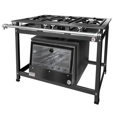 Imagem de Fogão Industrial 3 Bocas 2 Simples Baixa Pressão MR Fogões com Forno P7 Tradicional
