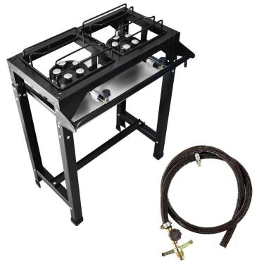 Imagem de Fogão Industrial 2 Bocas Jr Alta Pressão Preto C/ Mangueira
