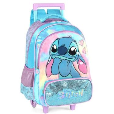 Imagem de Mochila Escolar de Rodinhas Stitch 3D em Alto Relevo AZUL - Luxcel