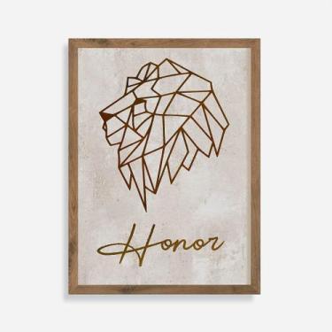 Imagem de Quadro Rústico Leão Honor - Artesanato em Madeira - Arks Presentes