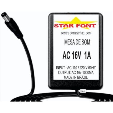 Imagem de Fonte AC 16V para Mesa de Som Mixer Peavey Delta Stomp - Bivolt - Star