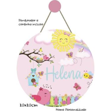 Imagem de Enfeite Porta Maternidade Personalizado Jardim Encantado Rosa - MDF Ar