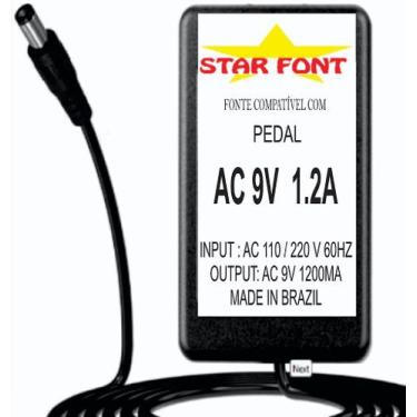 Imagem de Fonte AC 9V 1.2A para Pedal Pedaleira LINE 6 - Bivolt com Chave Seleto