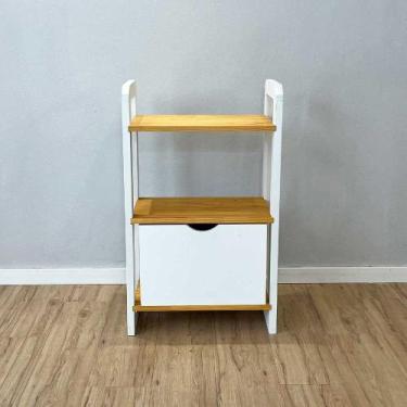 Imagem de Aparador de Madeira Pinus Linea de 3 Prateleiras Slim com 1 Gaveta Noz