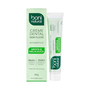 Imagem de Creme Dental com óleos naturais de Menta e Melaleuca Vegano e Natural, Sem Flúor, Sem Triclosan, Boni Natural, Branco
