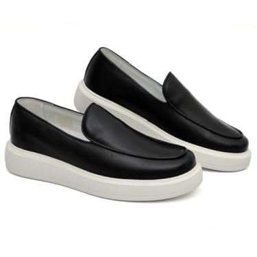 Imagem de Tênis Slip Mocassim em Couro Nobre Masculino Sola Alta Estilo Premium Conforto