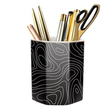 Imagem de WAVEYU Suporte de caneta, copo de lápis para mesa, organizador de mesa fofo, pincel decorativo de cerâmica durável, acessórios de mesa, artigos de papelaria elegantes para escritório, escola, casa