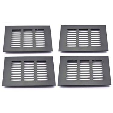 Imagem de Grade de ventilação retangular de liga de alumínio para ventilação XMHF 4 peças preta, 150mm x 80mm (6" x 3.15")