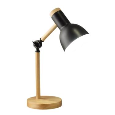 Imagem de Luminária de Mesa Retrátil Articulada com Base de Madeira Natural Altura 45 cm LED Bivolt ABS Diversas Cores (Preto)