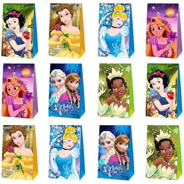 Imagem de CICICO 12 peças de sacolas de presente de festa com tema de princesa, para decoração de aniversário de princesa, suprimentos de festa