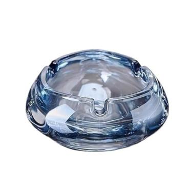 Imagem de hezhuhe2258 Cinzeiro de vidro azul para hotel, casa, sala de estar, escritório, transparente (pequeno)