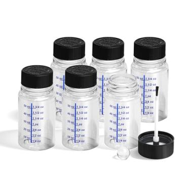 Imagem de Pacote com 6 frascos de cola com pincéis, 60 ml garrafas de tinta vazias transparentes para retoque a granel com aplicador de pincel para projetos de artesanato em sala de aula em casa