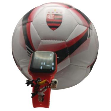 Imagem de Kit Flamengo Bola Futebol Sintética e Relógio Digital Infantil Mengão 