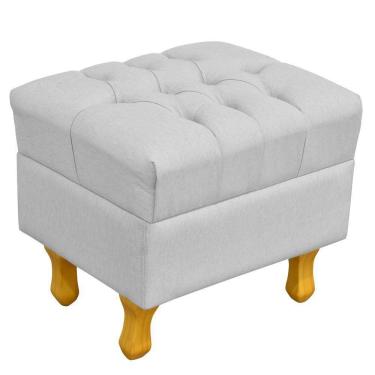 Imagem de Puff Decorativo París Luis Xv L02 Capitone Linho Cinza - Lyam Decor