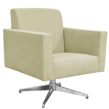 Imagem de Poltrona Decorativa com Base Giratória Para Sala de Estar Helô L02 Suede Bege - Lyam Decor