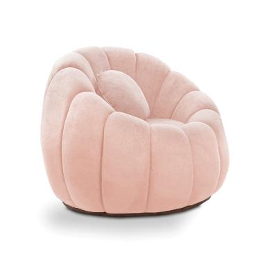 Imagem de Poltrona Decorativa Orgânica Giratória Cloud Bouclê Rosê E03 - D'Rossi