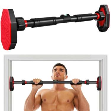 Imagem de Ciieeo Barra de puxar para moldura de porta para fitness em casa, equipamento de ginástica ajustável e portátil, design antiderrapante, preto, 99,96 cm