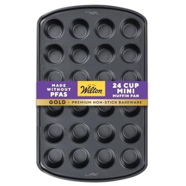 Imagem de Wilton Forma de muffin dourada premium antiaderente para assar 24 xícaras, 40,6 x 25,4 x 2,5 cm