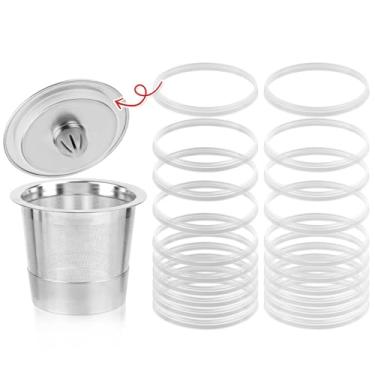 Imagem de 20un Juntas Silicone para Keurig Filtro Café Reutilizável, Prova Vazamentos e Acessórios Substituição Anel Vedação Silicone Reutilizável para Copo K Recarregável Aço Inoxidável (Branco)