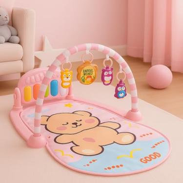 Imagem de Tapete de Atividades Bebê Musical c/Piano Interativo 3 em 1 (Chuta e Toca) | Ginásio Sensorial Mobile | Rosa/Azul | INMETRO (Rosa)