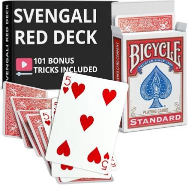 Imagem de Ted's Sterling Magic Precision Red Rider Back Bicycle Svengali Deck with Instructions for 100+ Tricks (5 of Hearts)