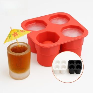 Imagem de Forma De Gelo de Silicone Copo Drink Bebidas Molde Ice Shots Cozinha Restaurante(1,Vermelho)