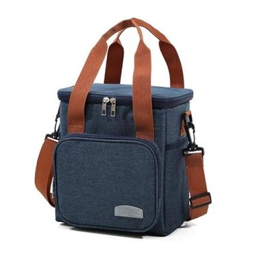 Imagem de Bolsa Térmica Com Alça Lanche Bebida Lancheira Portátil Trabalho Fitness (Um Fecho Azul 2003)