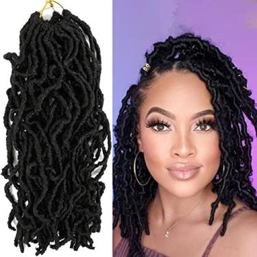 Imagem de 120 fios de cabelo de crochê falso curto 30 cm novos cachos macios ondulados Dreadlocks 8 pacotes de cabelo de crochê natural pré-laçado para mulheres negras (30 cm (pacote com 8), 1B)