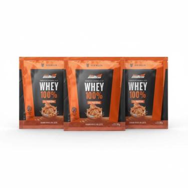 Imagem de Kit 3 whey protein 100% 21g proteina dulce de leche sache - NEW MILLEN
