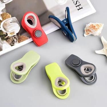 Imagem de 10 clipes de vedação de saco de alimentos, lascas de plástico multicoloridas para embalagens de alimentos, design curvo, selador de grampo fresco para lanches, café e batatas, essenciais de cozinha